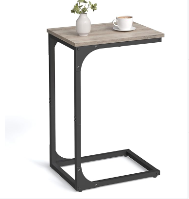 EDX C-Shaped End Table, Small Side Table for Couch, Sofa Table with Metal Frame for Living Room, Bedroom, Bedside