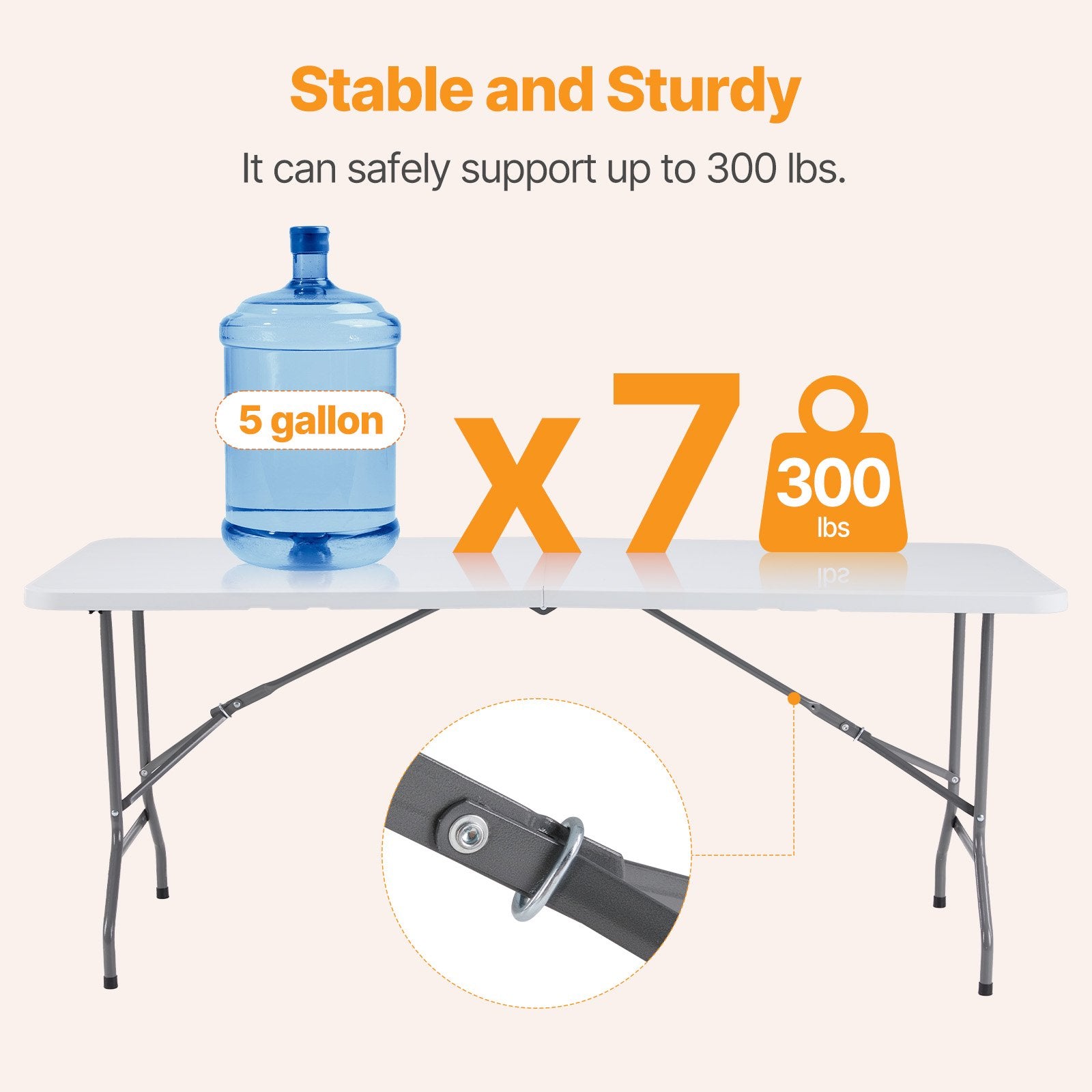 edx Folding Table, Outdoor Indoor Heavy Duty Portable with Carrying Handle for Camping, White,27.56"W x 70.89"D x 29.32"H
