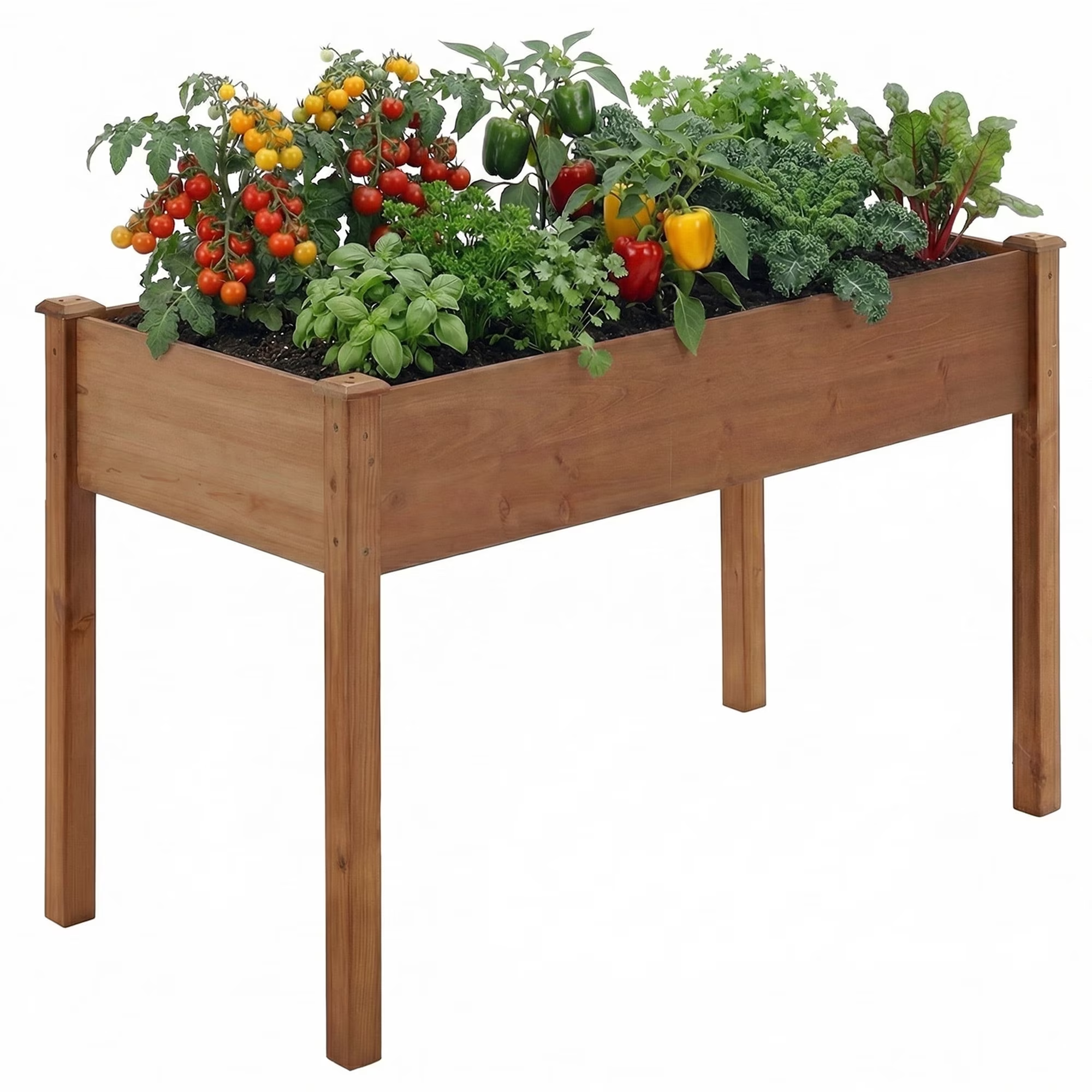 EDX Wooden Raised Garden Bed, Outdoor Planter Box Kit for Vegetables, Flowers and Herbs