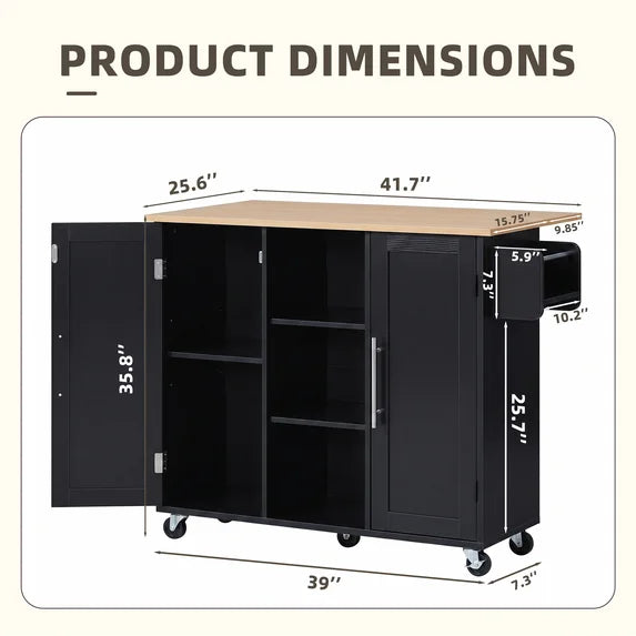 edx Kitchen Islands Carts with Storage Cabinets, Drop Leaf Countertop on Wheels Rolling