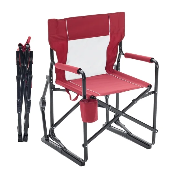 EDX Folding Camping Chair, Padded High Back, Adjustable Lumbar Support, Extra Wide for Adults, 500 lbs Steel Frame, Portable Outdoor