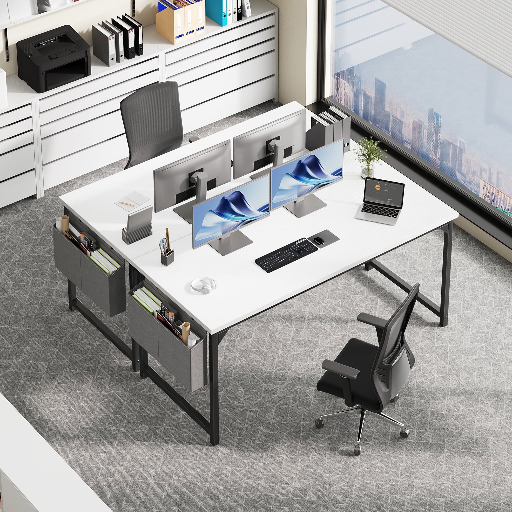 EDX 63" Computer Desk with Metal Frame, Waterproof Surface & Storage Bag – Ideal for Office Use