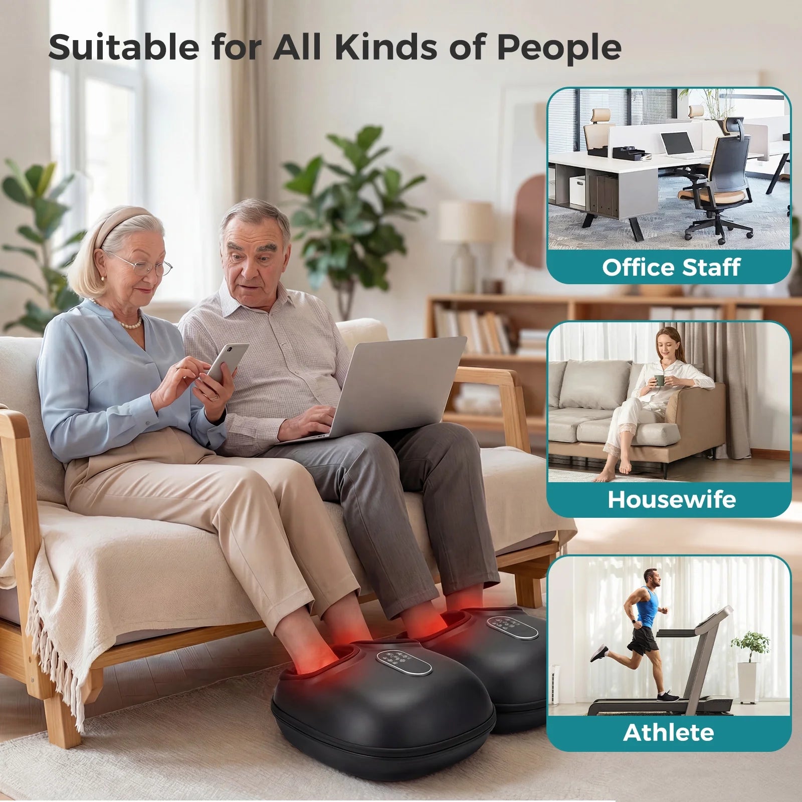 edx Full-Foot Massage Machine，Heated Rollers with Deep Kneading Foot Massager ，Relieves Pain, Fatigue & Improves Foot Circulation Unisex Gift