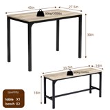 edx Dining Table Set for 4 with 2 Benches, Space-Saving Ideal 4-Person Set Kitchen Table for Daily Meals, Brunches, Workspace