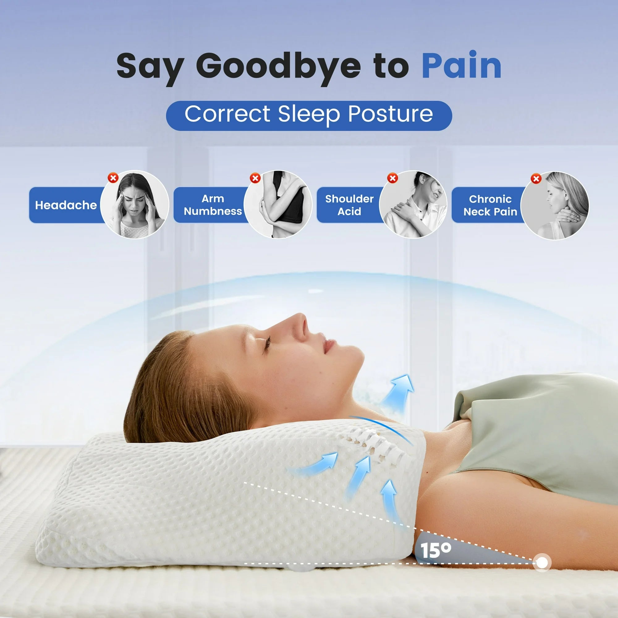 edx Bed Pillow Effective Pain Relief Cooling Pillow for Neck Support, Ergonomic Contour Memory Foam Cervical Neck Pillow for Side Back Stomach Sleepers