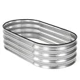 EDX Galvanized Steel Raised Garden Bed, Oval Metal Elevated Planter Box with Multiple Sizes for Outdoor Gardening, Silver