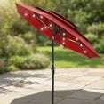 EdX 9.2 FT 3-Layer Solar Patio Umbrella, 32 LED Lights Market Umbrella with Adjustable Tilt, 8-Rib Outdoor Sunshade for Backyard, Deck and Poolside