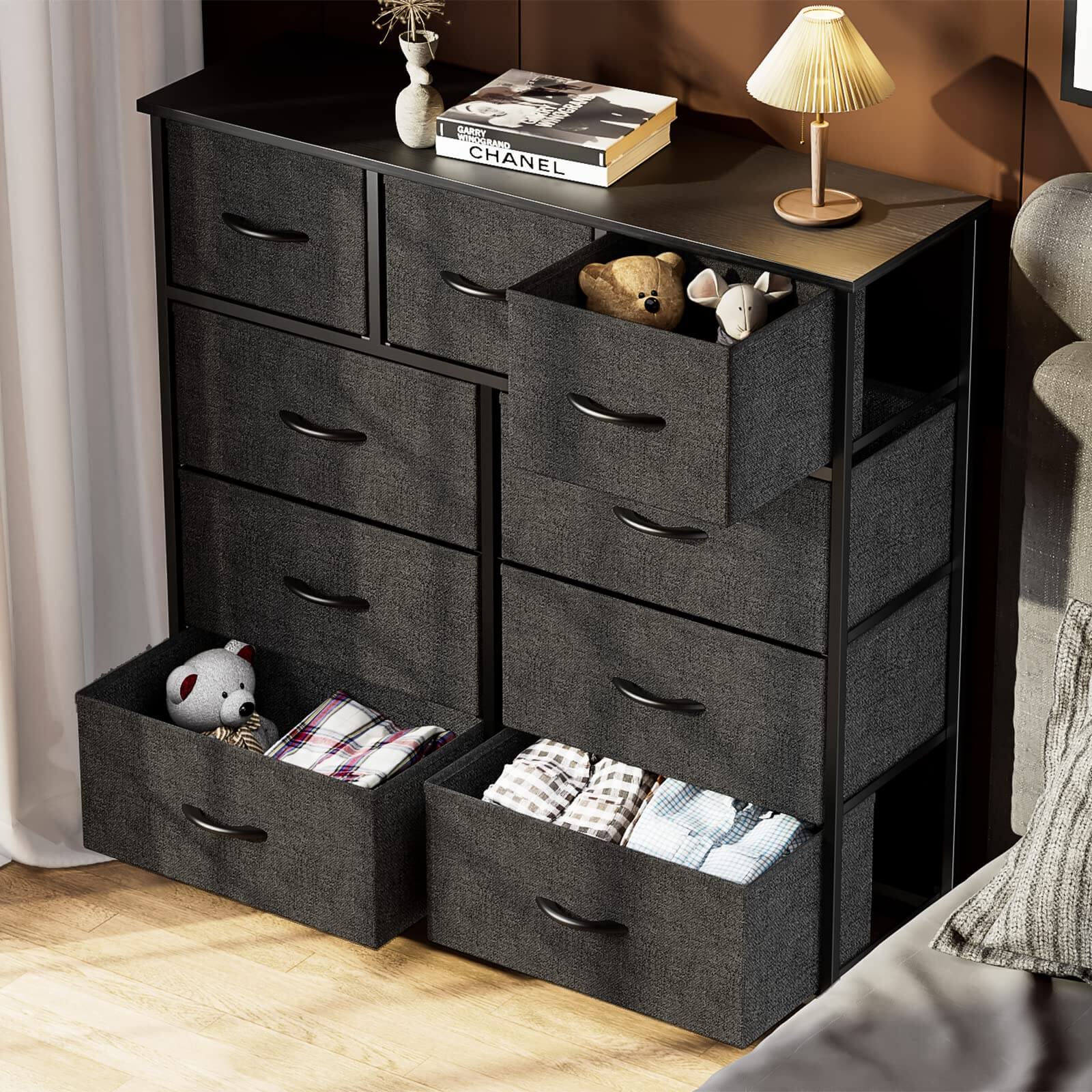 dresser-storage-tower-9-bins-drawers#Color_Black