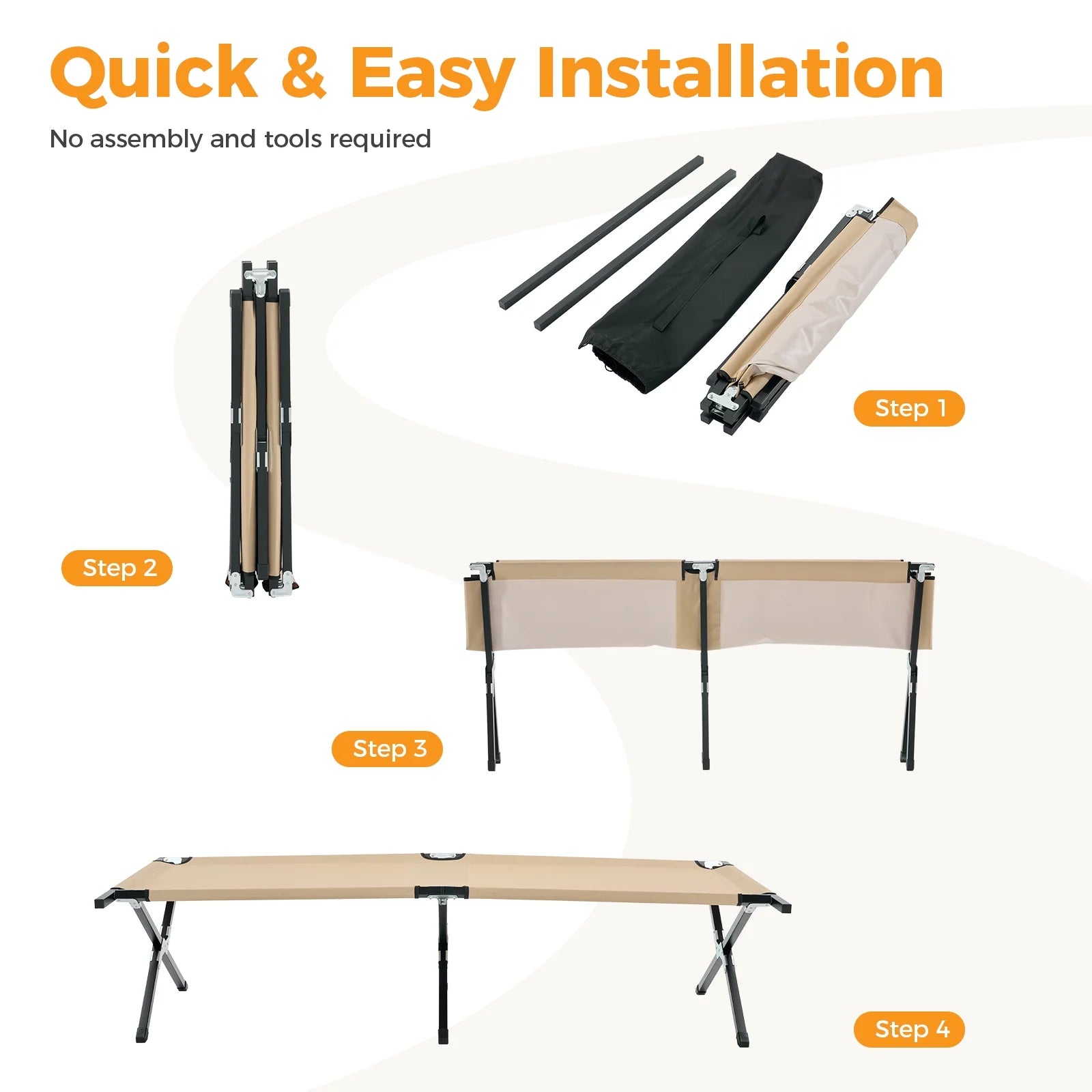 edx Collapsible Camping Adult Cot,  73" x 36"