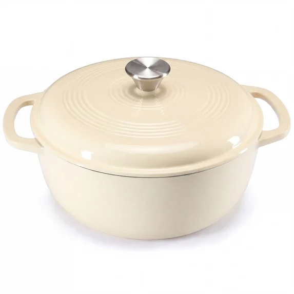 edx 6QT Enamel Cast Iron Dutch Oven with Lid, 11 Inch Heavy-Duty Non Stick Casserole Pot Safe up to 500° F Kitchen Essentials Bread Baking, Braising, Stews, Roasting