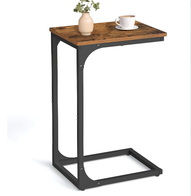 EDX C-Shaped End Table, Small Side Table for Couch, Sofa Table with Metal Frame for Living Room, Bedroom, Bedside