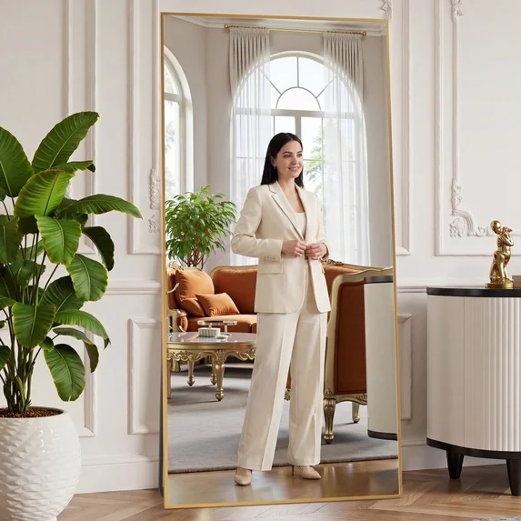 EDX Full Length Mirror Full Body Mirror Arched Free Standing Wall Mounted Leaning Hanging Floor Mirrors