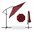 edx 10ft Offset Hanging Market Patio Umbrella w/Easy Tilt Adjustment, Polyester Shade, 8 Ribs for Backyard, Poolside, Lawn and Garden