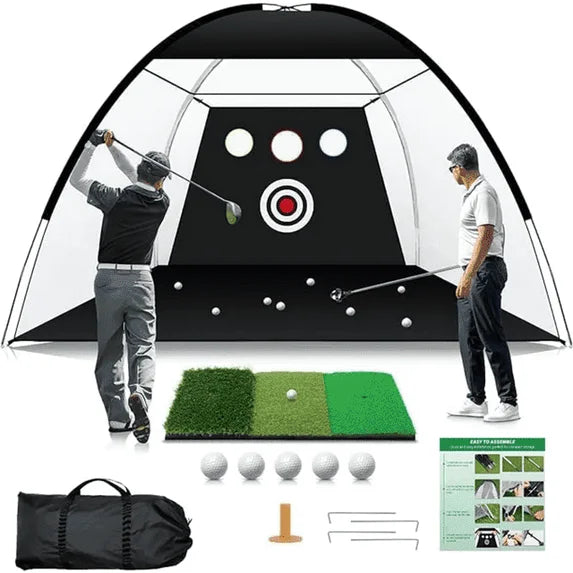 EDX 10x7FT Golf Practice Net with Mat & Target, Complete Golf Swing Trainer Kit for Outdoor and Indoor Home Use