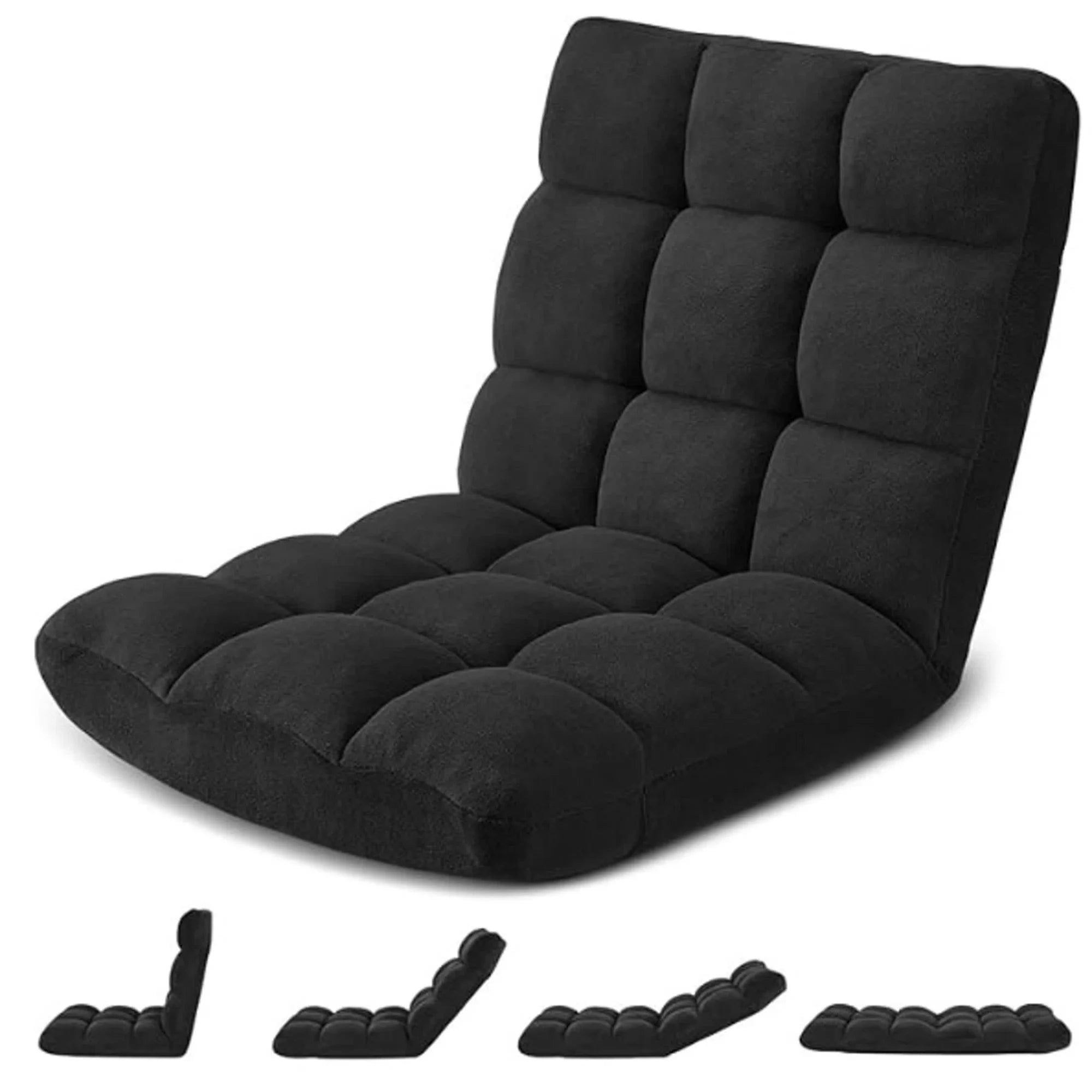 edx 14-Angle Fold Floor Chair, Padded Folding Gaming Sofa Chair with Back Support for Living Room Bedroom