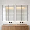 edx Black Windowpane Grid Wall Mirror - Leaning & Hanging Decor for Bedroom, Living Room