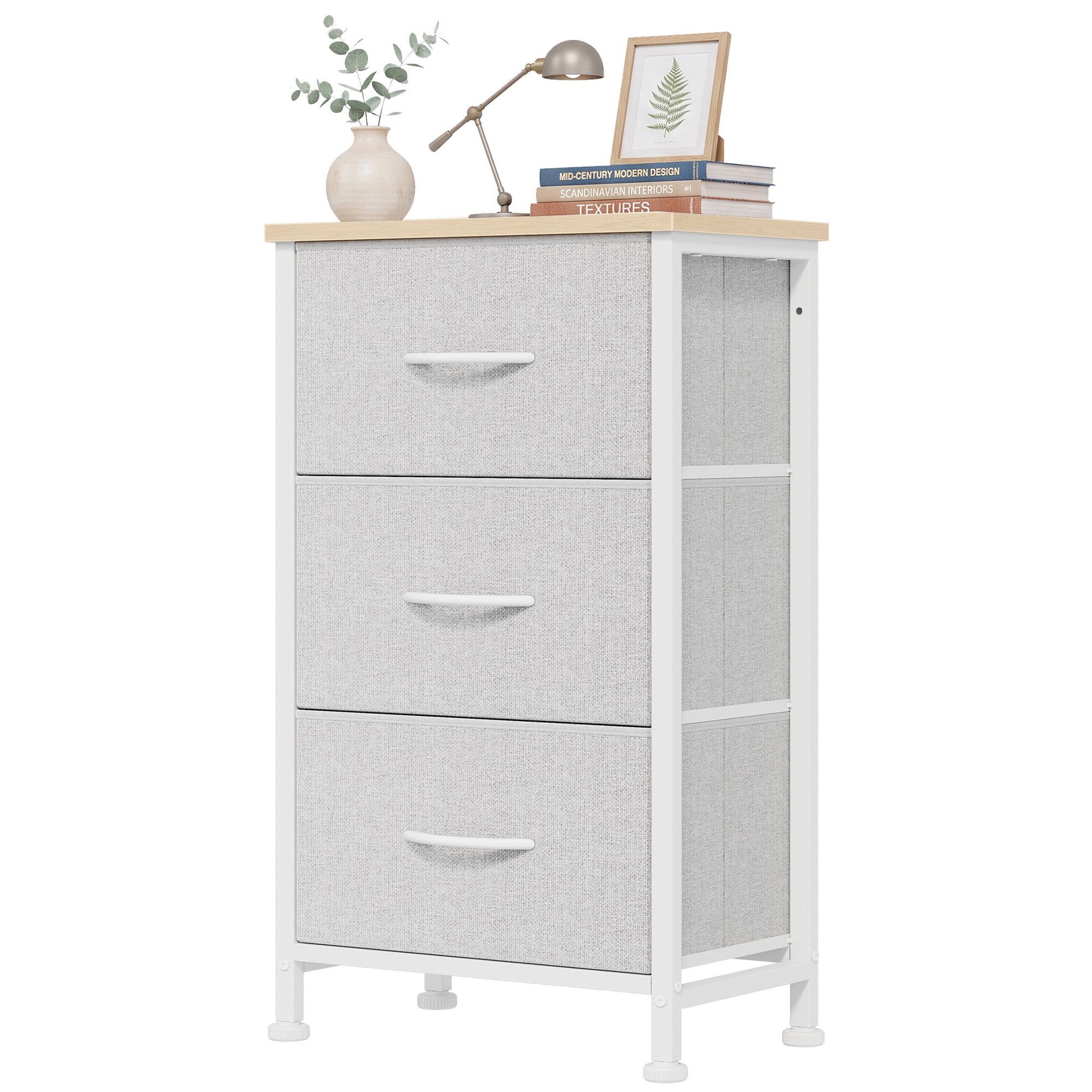 edx 3 Fabric Drawer Dresser, Vertical Storage Organizer with Removable Fabric Drawers, for Living Room, Bedroom, Entryway