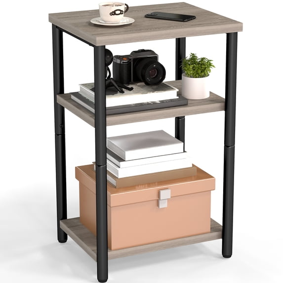 edx 3-Tier End Table, Nightstand, Storage Shelf for Living Room, Bedroom