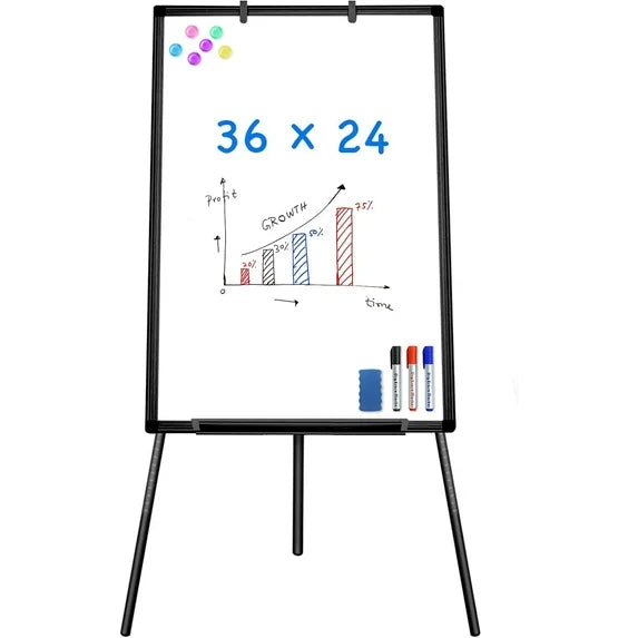 edx 36x24 Magnetic Portable Stand Whiteboard with Adjustable Tripod Easel for School, Home Office, Black