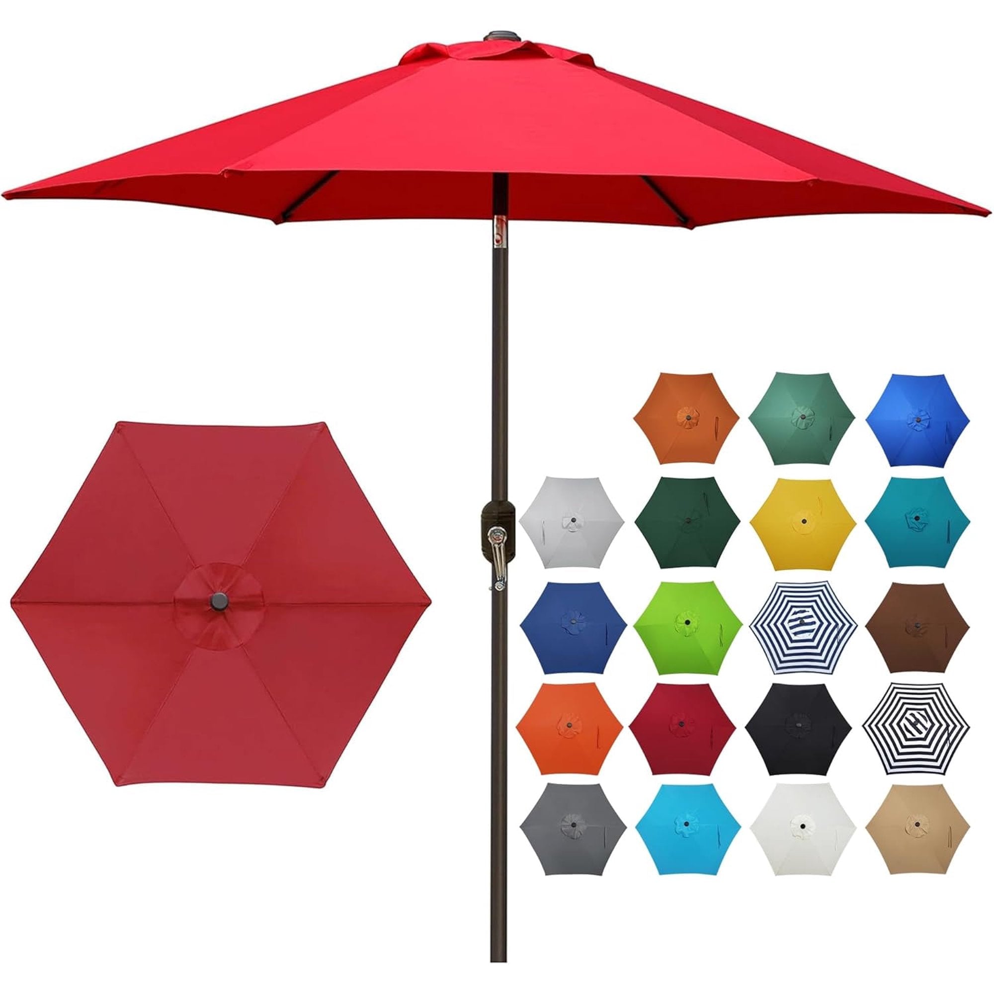 edx 7.5' Outdoor Patio Umbrella, Outdoor Table Umbrella, Yard Umbrella, Market Umbrella with 8 Sturdy Ribs, Push Button Tilt and Crank
