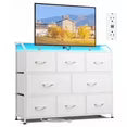 edx 8-Fabric-Drawers Dresser, Multifunctional and Removable TV Stand and Storage Cabinet, Lighting Adjustment with Multi-Interface Storage Furniture for Bedroom, Living Room, Office, Hallway