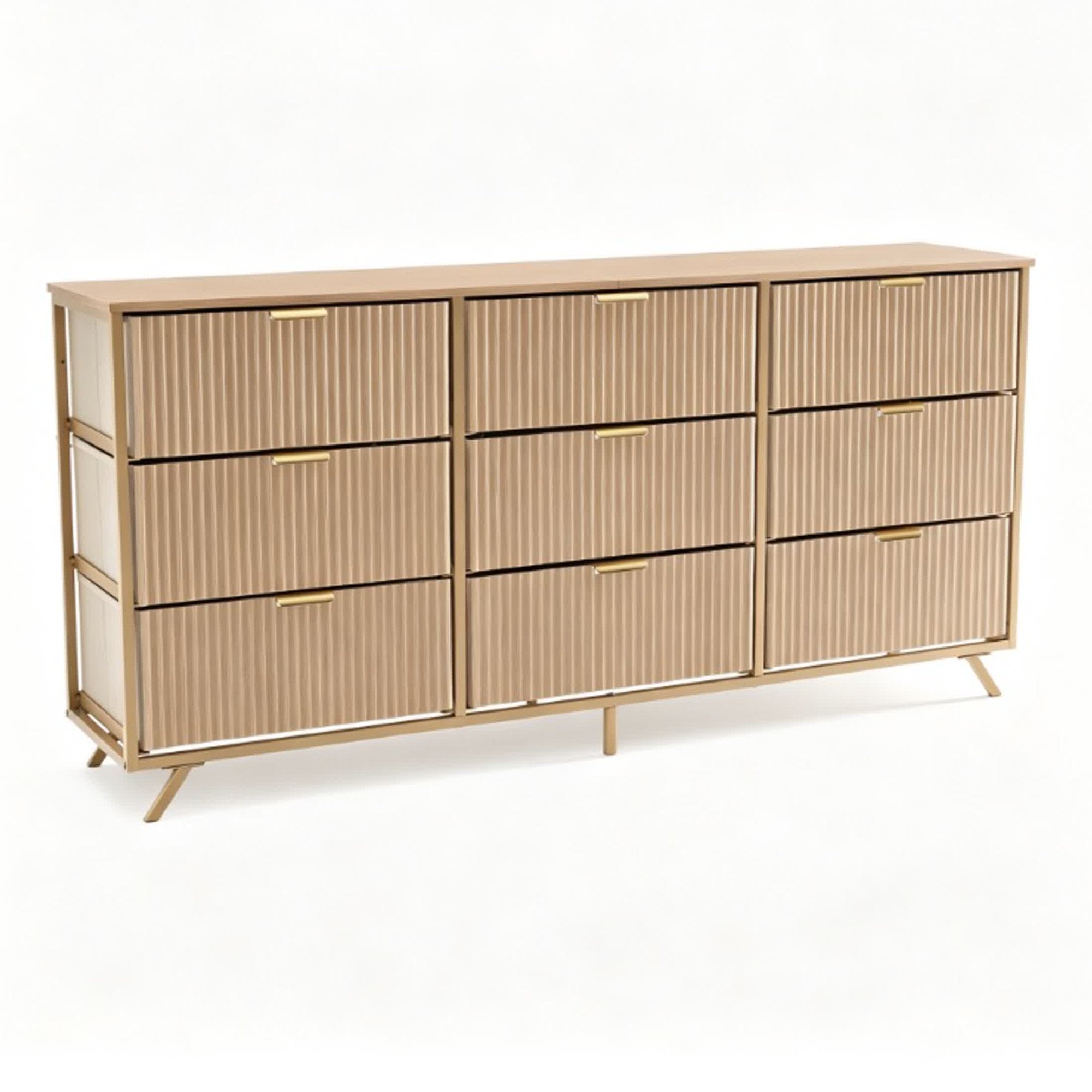 edx 9 Drawer Dresser for Bedroom, Fluted Wide Dresser for Closet, Living Room