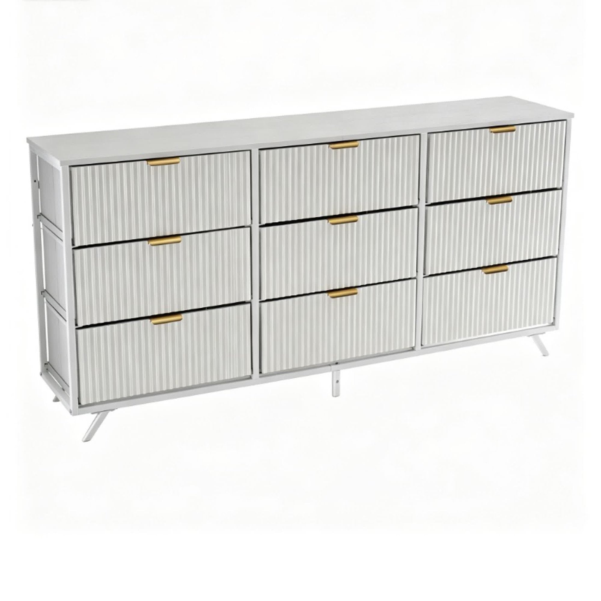 edx 9 Drawer Dresser for Bedroom, Fluted Wide Dresser for Closet, Living Room