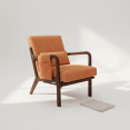 edx Accent Chair, Mid-Century Modern Arm Chair with Wood Frame, 1-Seat Cushioned Sofa for Living Room, Bedroom, Balcony