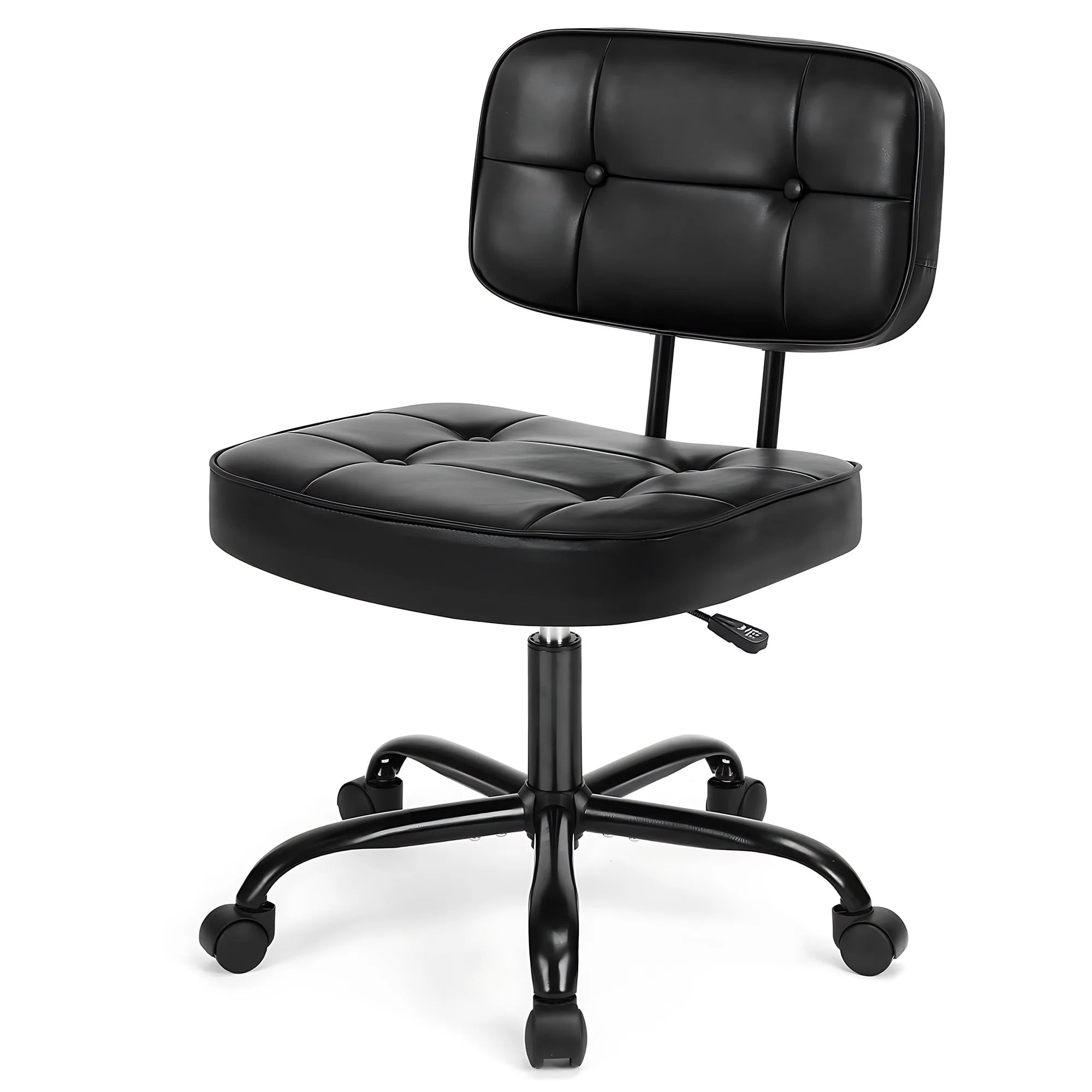 edx Armless Office Chair with Wheels for Adults and Teens, Low Back Lumbar Support and Height Adjustment Office Desk Chair