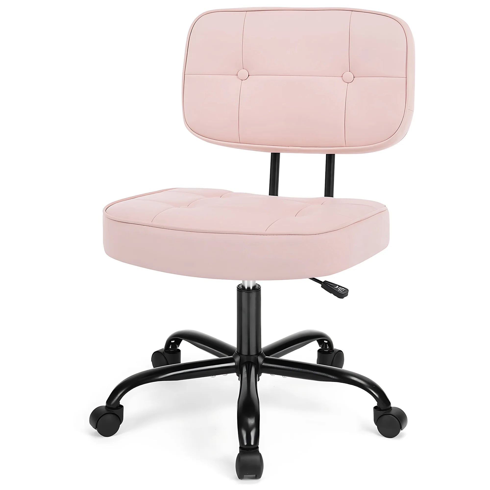 edx Armless Office Chair with Wheels for Adults and Teens, Low Back Lumbar Support and Height Adjustment Office Desk Chair