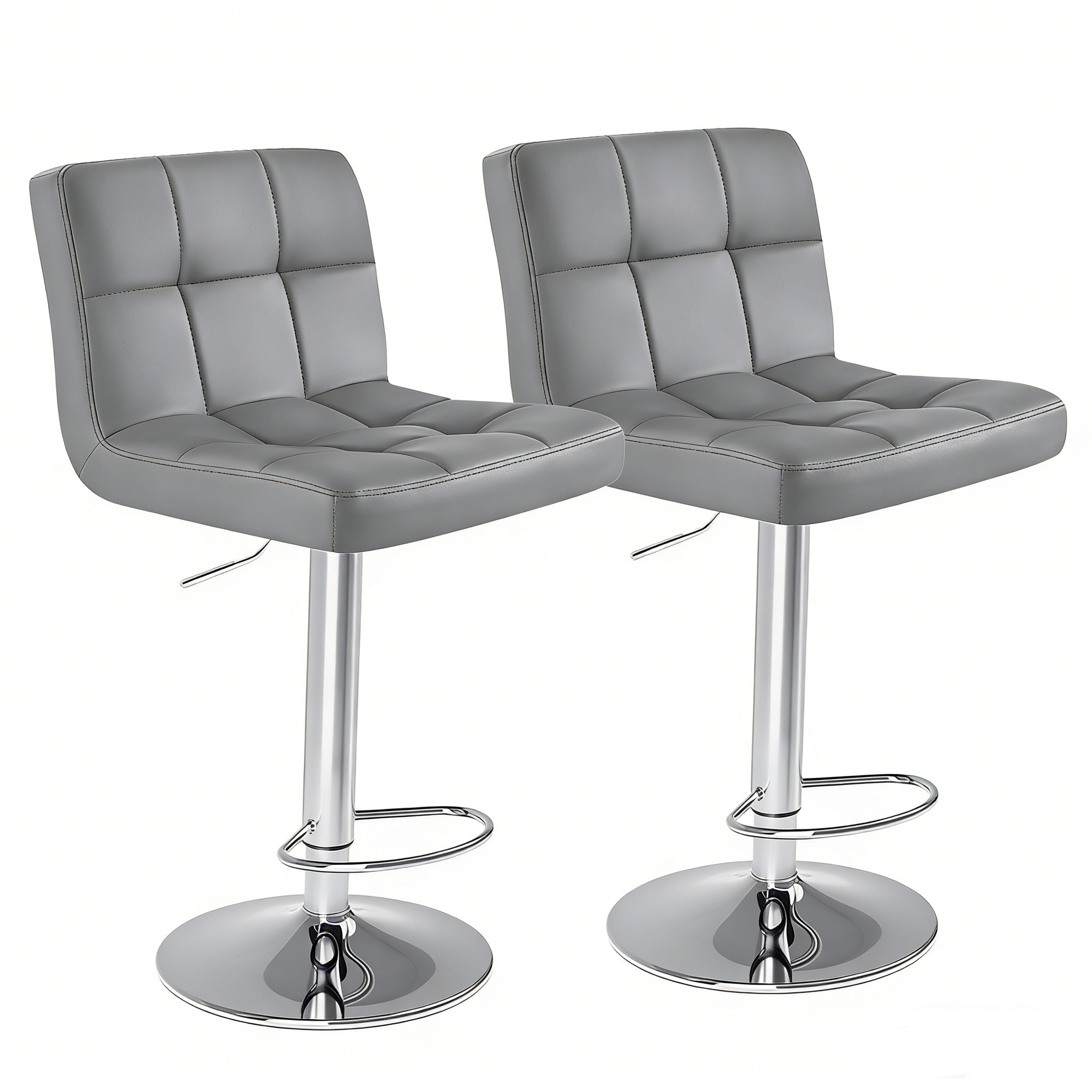 edx Bar Stools Set of 2 with PU Leather, Swivel High Back Bar Stools for Kitchen Island, Bar Stools