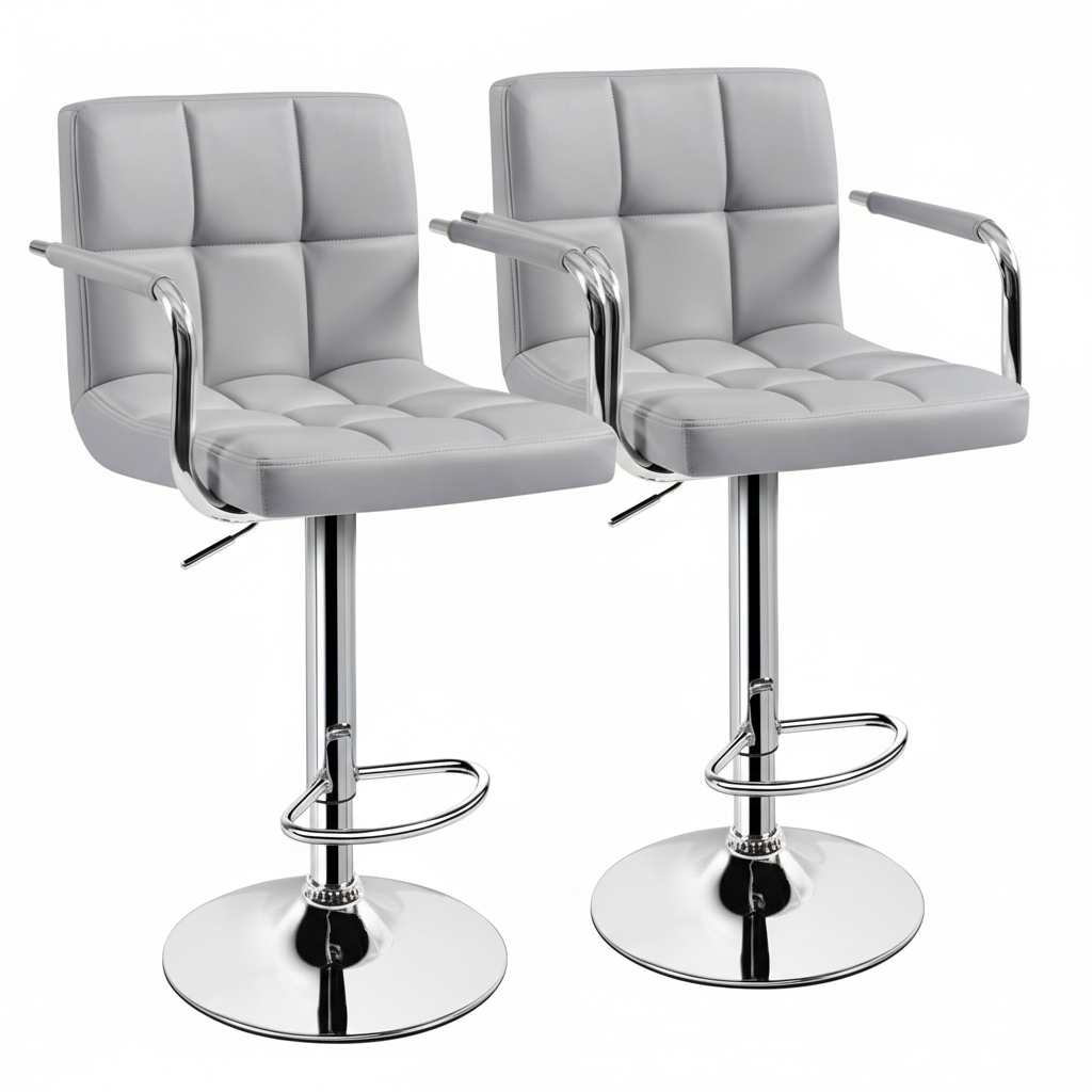 edx Bar Stools Set of 2 with PU Leather, Swivel High Back Bar Stools with Handles for Kitchen Island