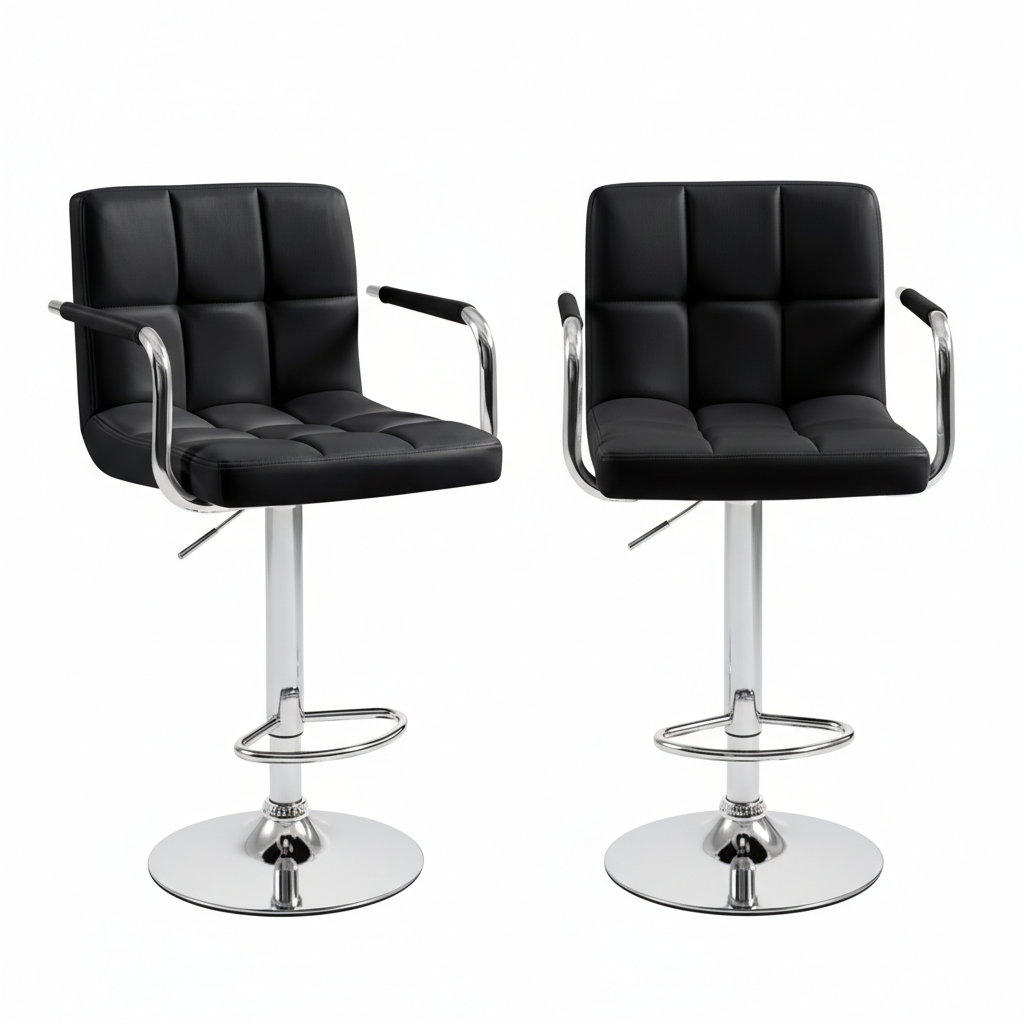 edx Bar Stools Set of 2 with PU Leather, Swivel High Back Bar Stools with Handles for Kitchen Island
