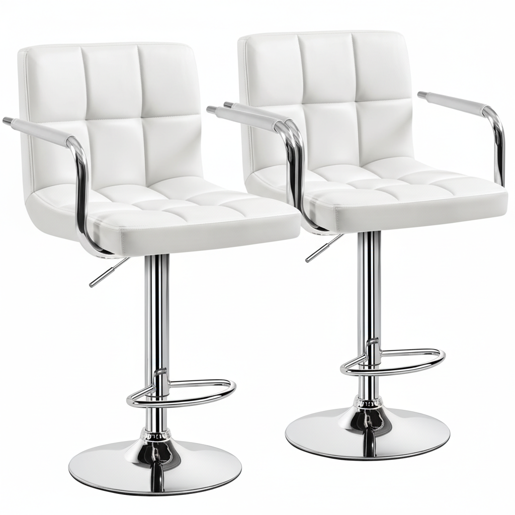 edx Bar Stools Set of 2 with PU Leather, Swivel High Back Bar Stools with Handles for Kitchen Island