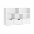 edx Bookshelf with 3 Drawers and 5 Open Compartments, Display Storage Bookcase for Home, Office, White