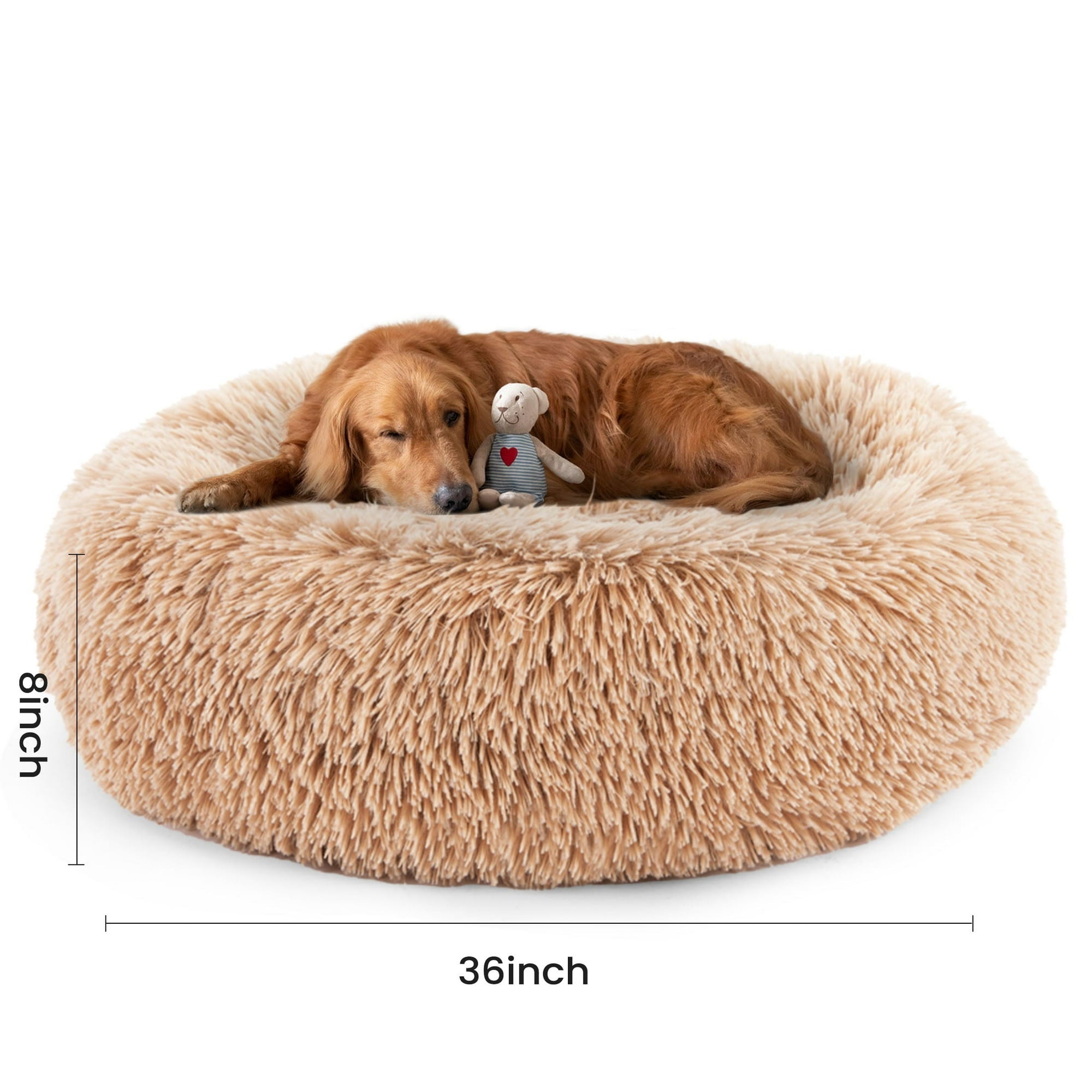 edx Calming Donut Dog Bed for Extra Large Dogs, Soft Warm Cozy Plush Round Fluffy, Machine Washable