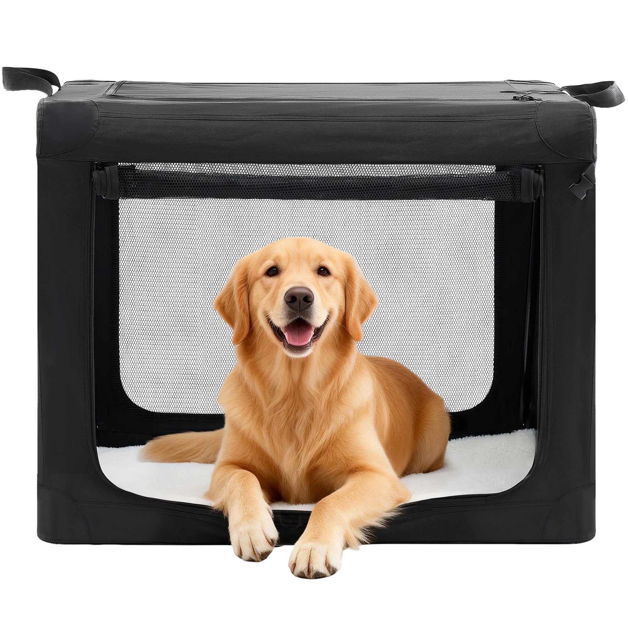 edx Portable Foldable Dog Crate for Small Dog, 3-Door Soft Pet Airline Approved Crate with Storage Bag & Washable Pad, For Indoor Outdoor Dog/Cat/Pet Kennel Carrier