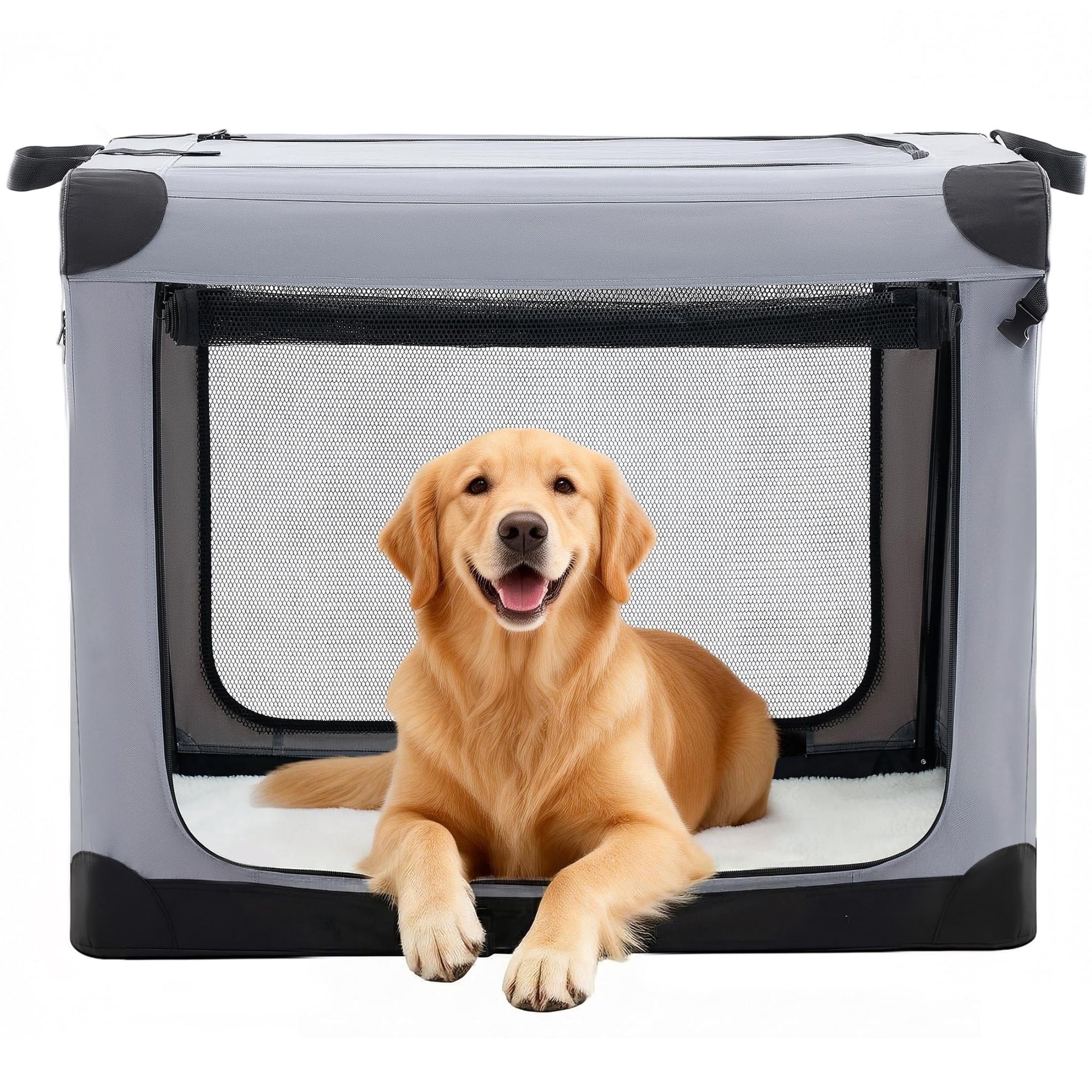 edx Portable Foldable Dog Crate for Small Dog, 3-Door Soft Pet Airline Approved Crate with Storage Bag & Washable Pad, For Indoor Outdoor Dog/Cat/Pet Kennel Carrier