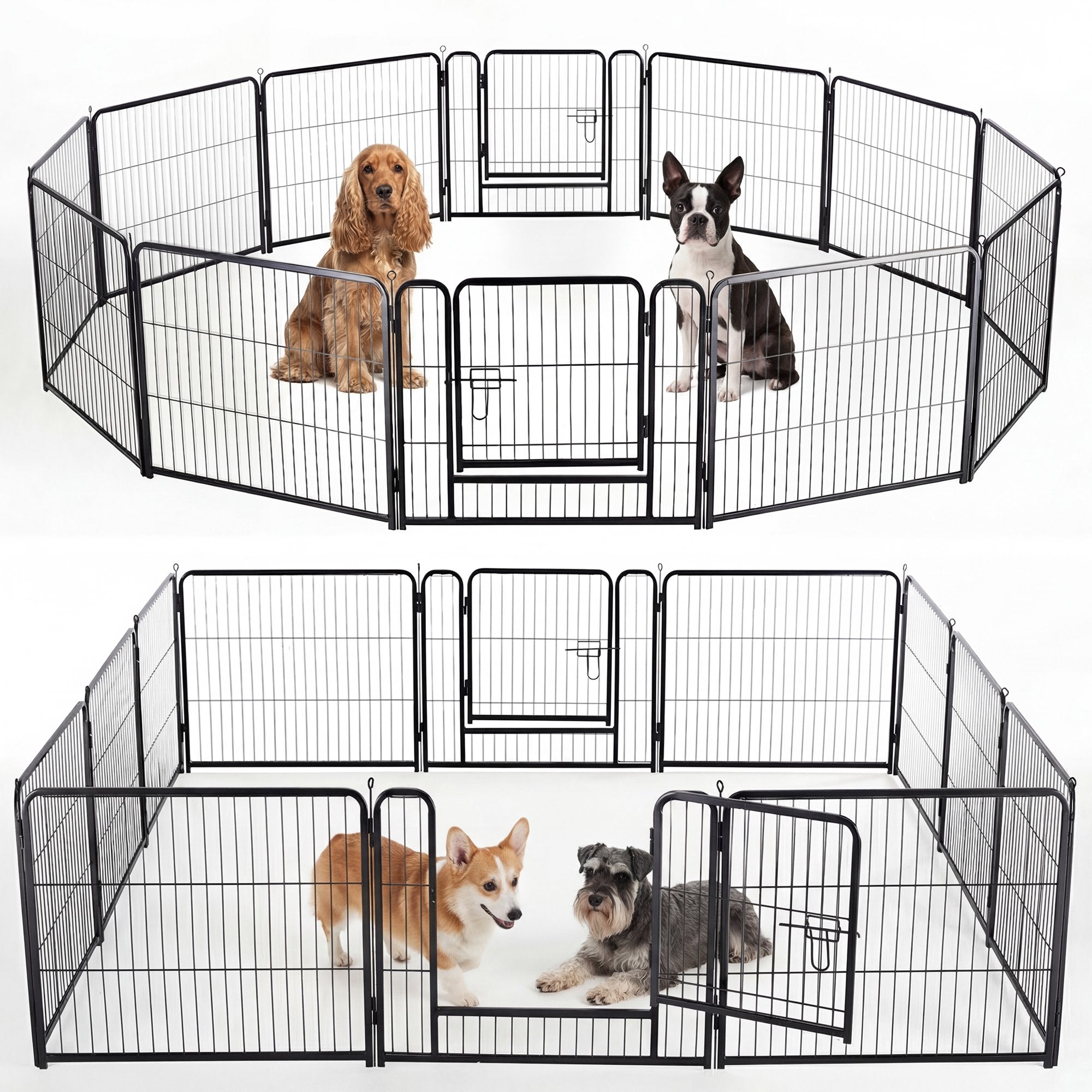 edx Dog Playpen,  Foldable Heavy Duty Metal Puppy Exercise Pen with Doors Indoor Outdoor