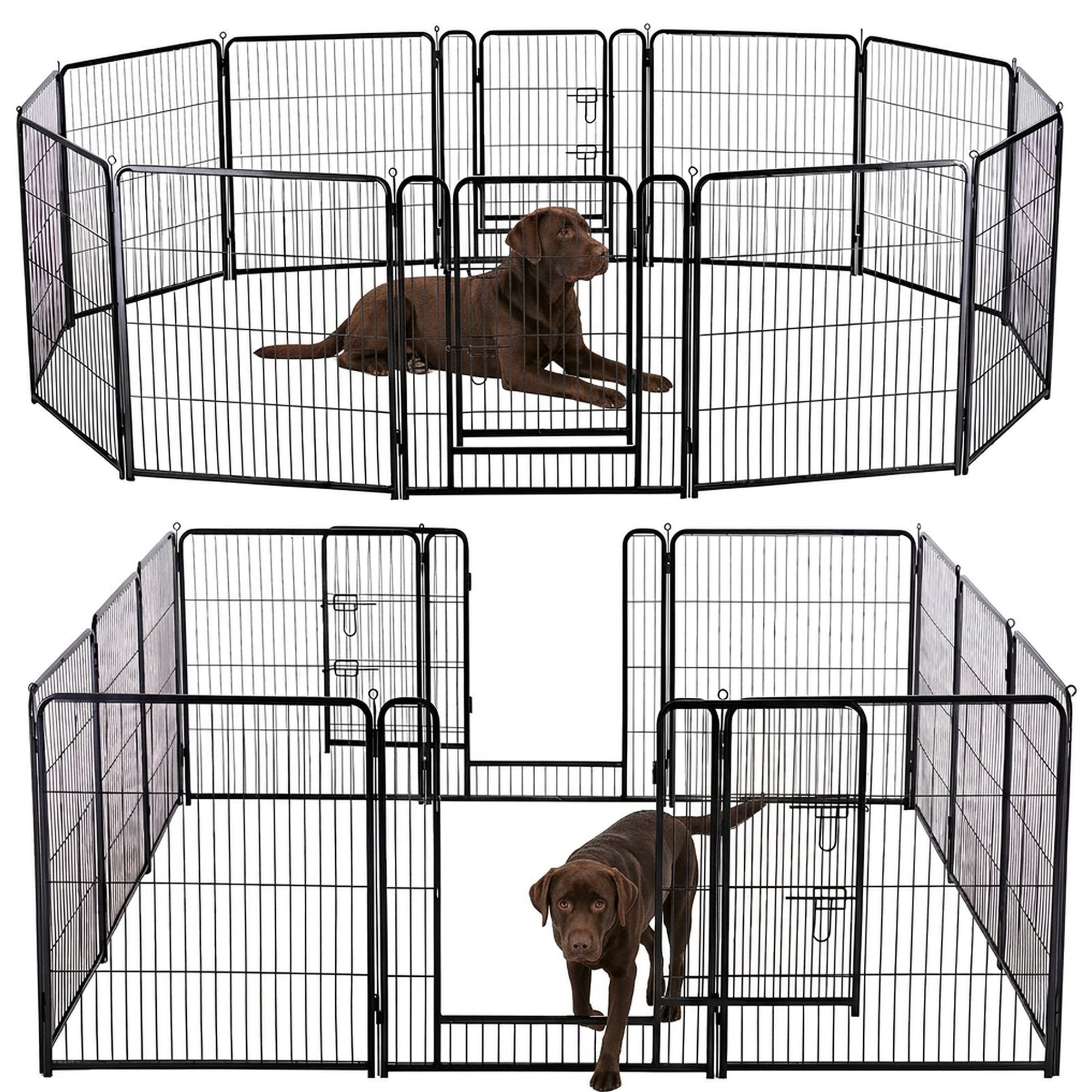 edx Dog Playpen,  Foldable Heavy Duty Metal Puppy Exercise Pen with Doors Indoor Outdoor