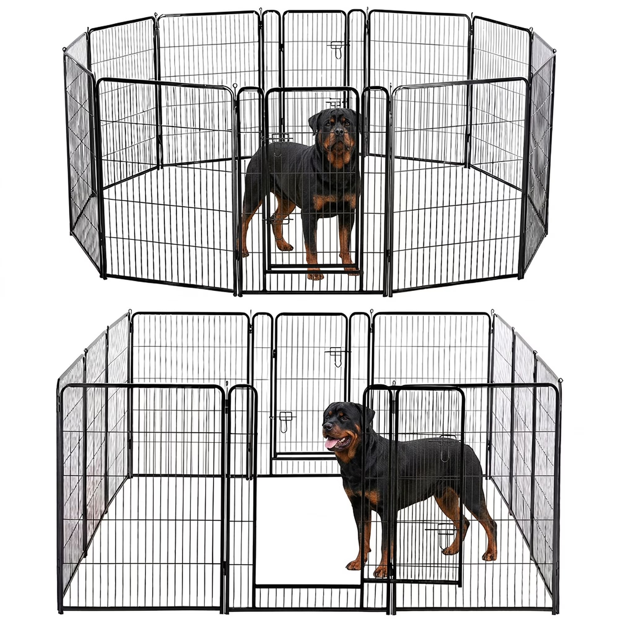 edx Dog Playpen,  Foldable Heavy Duty Metal Puppy Exercise Pen with Doors Indoor Outdoor