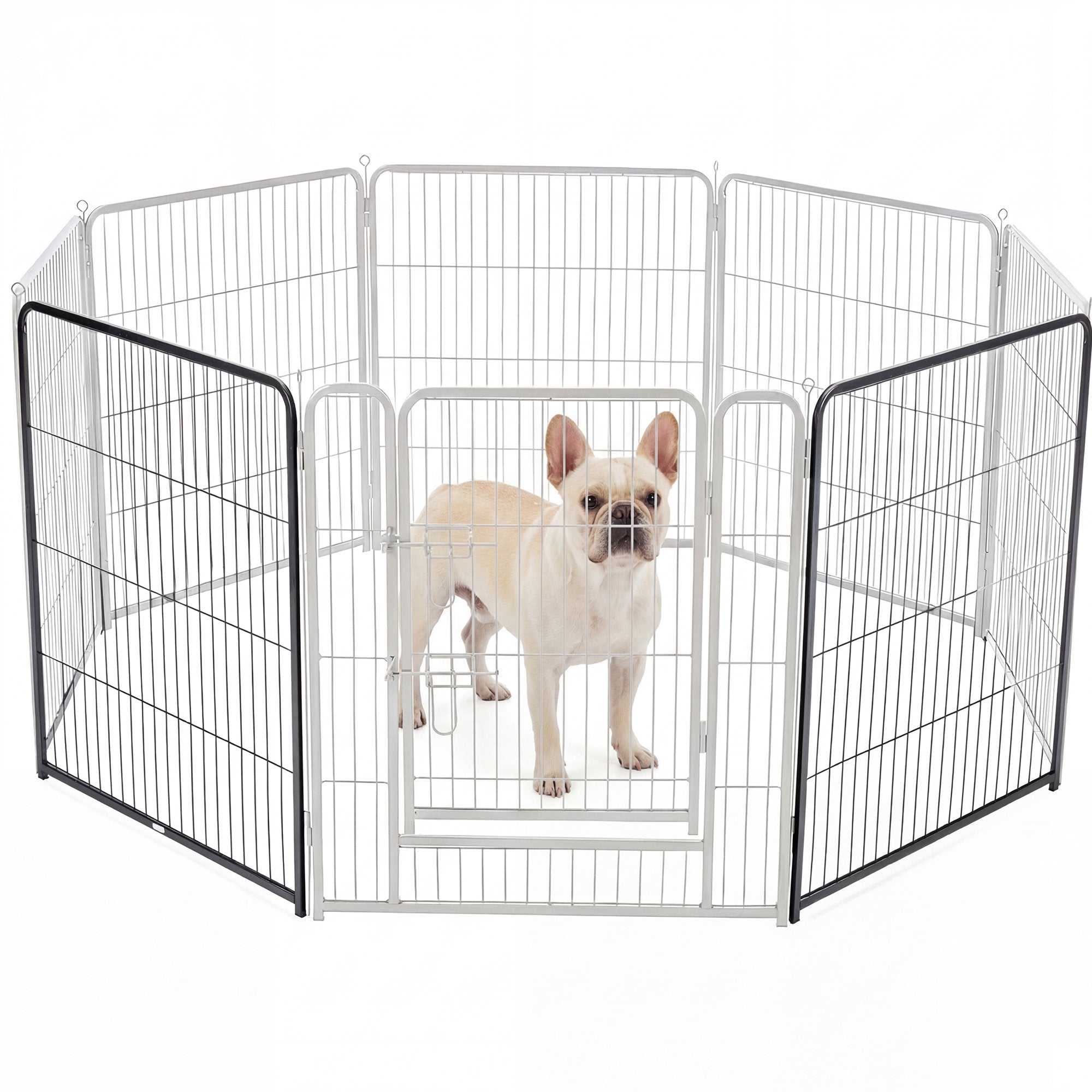 edx Dog Playpen,  Foldable Heavy Duty Metal Puppy Exercise Pen with Doors Indoor Outdoor