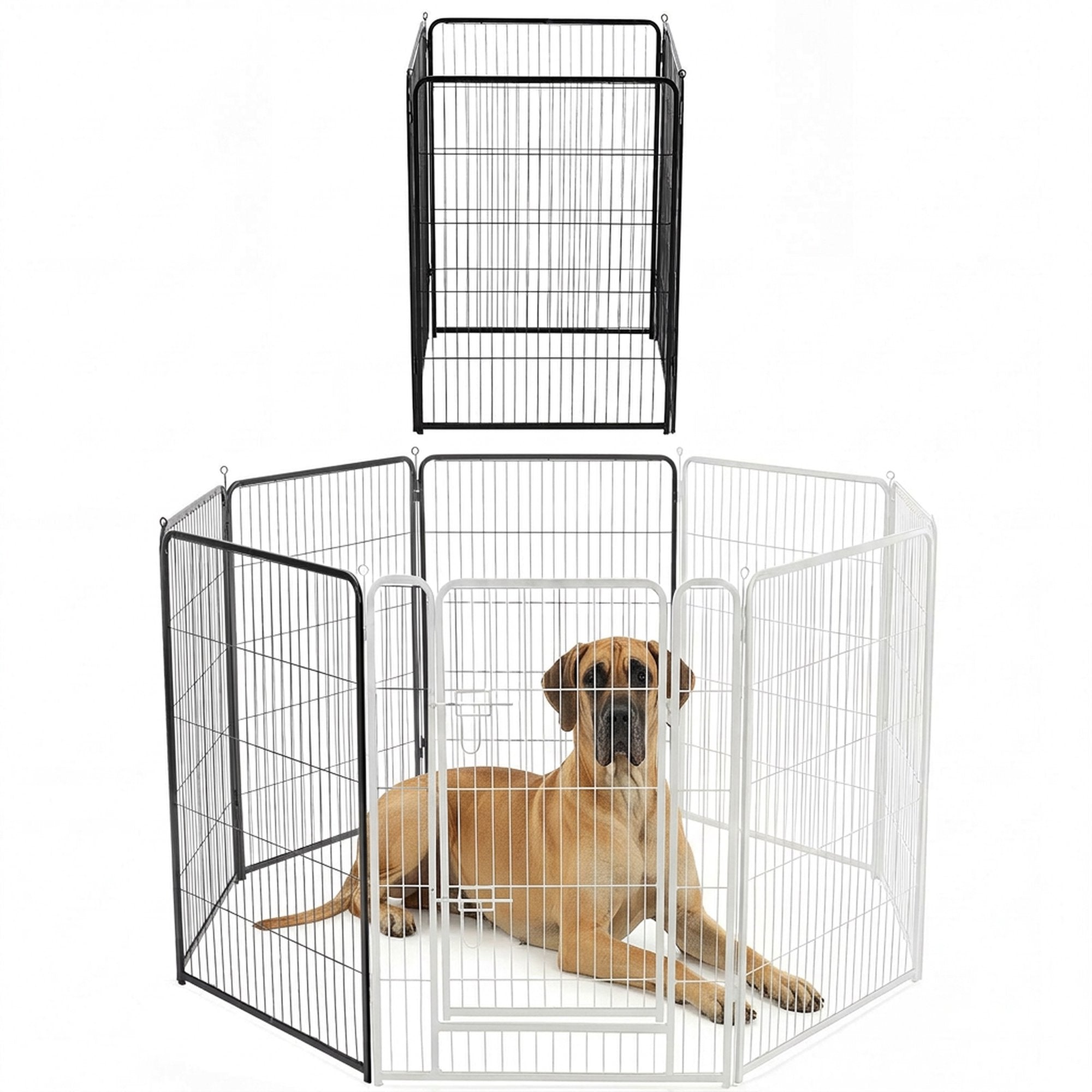 edx Dog Playpen,  Foldable Heavy Duty Metal Puppy Exercise Pen with Doors Indoor Outdoor