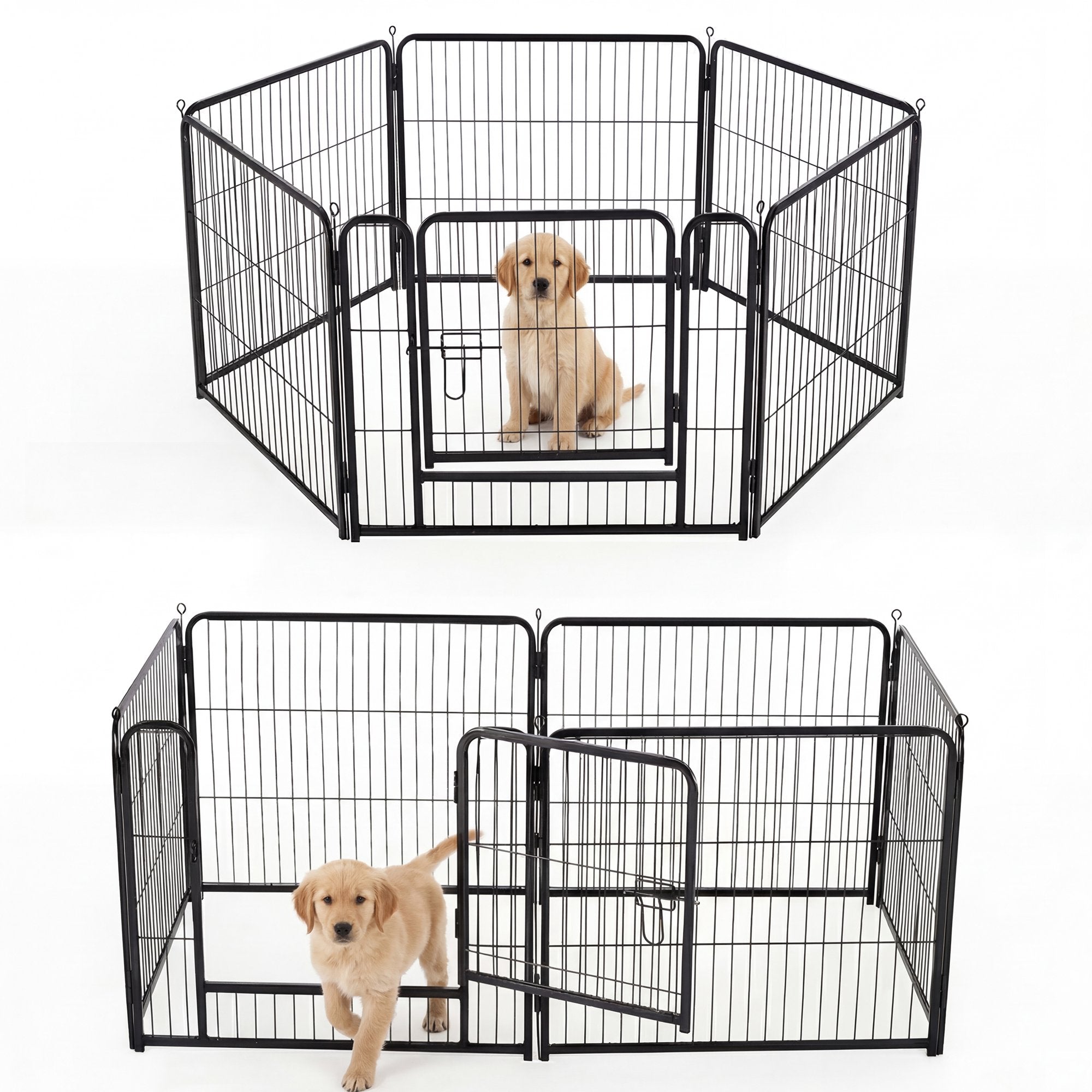 edx Dog Playpen,  Foldable Heavy Duty Metal Puppy Exercise Pen with Doors Indoor Outdoor