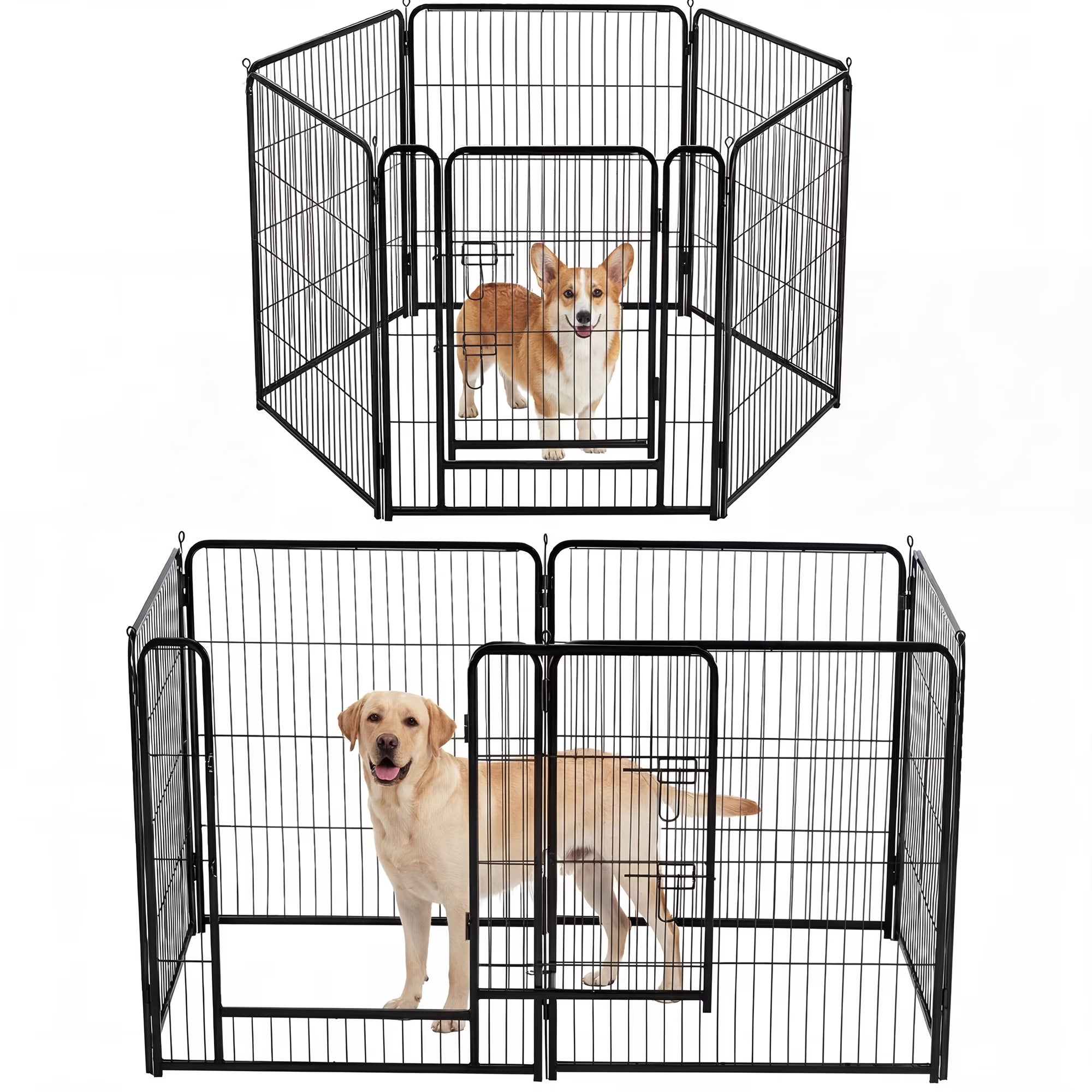 edx Dog Playpen,  Foldable Heavy Duty Metal Puppy Exercise Pen with Doors Indoor Outdoor
