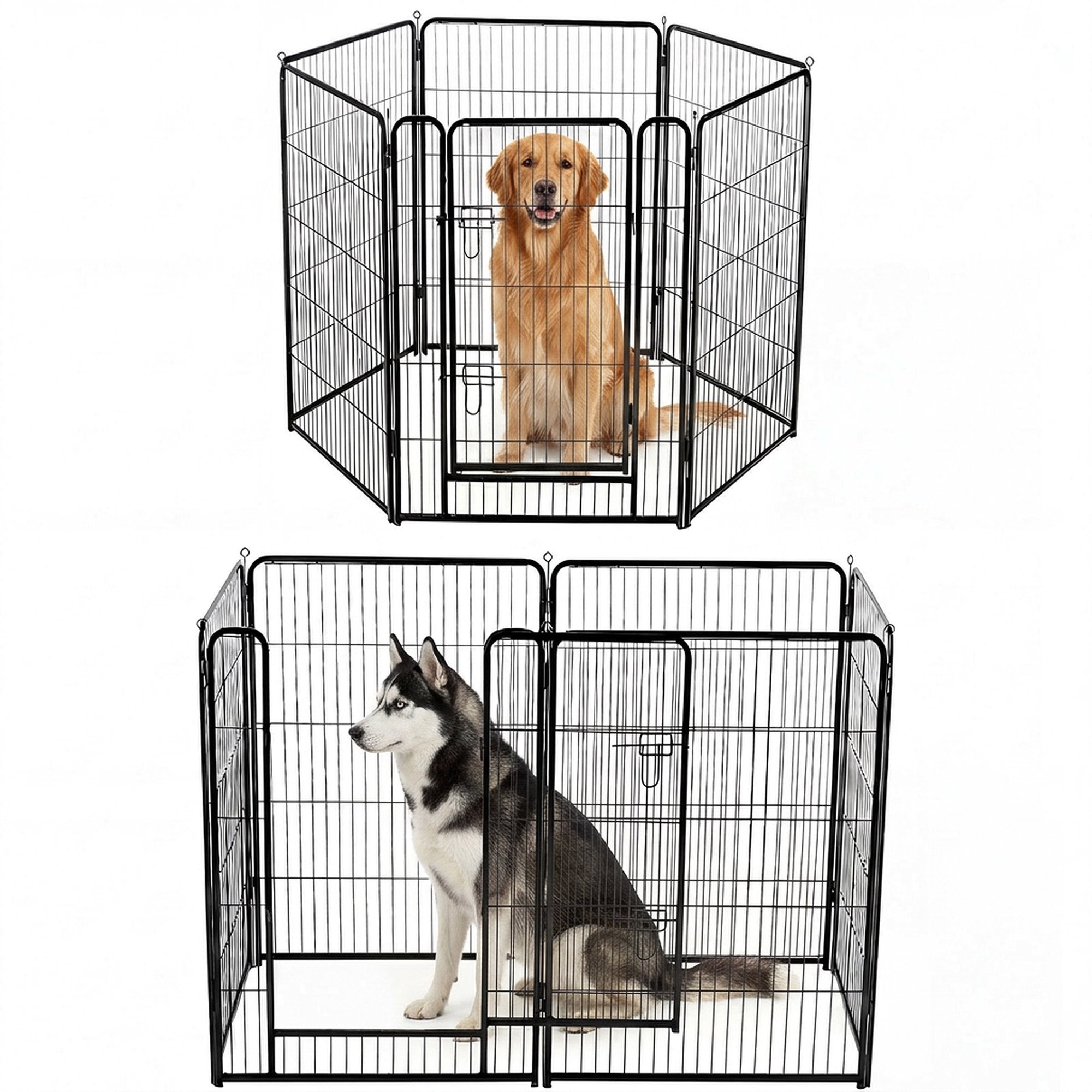 edx Dog Playpen,  Foldable Heavy Duty Metal Puppy Exercise Pen with Doors Indoor Outdoor