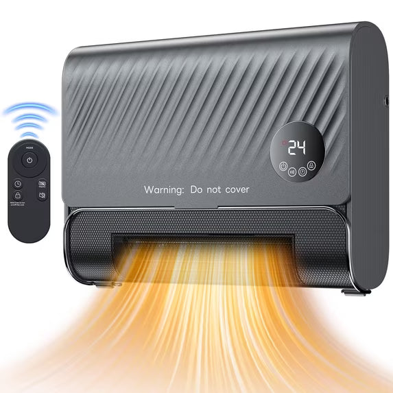 edx Electric Wall Heater, 1500W Wall Mounted Space Heater with Thermostat, Remote Control & Touch Screen, for Indoor Use
