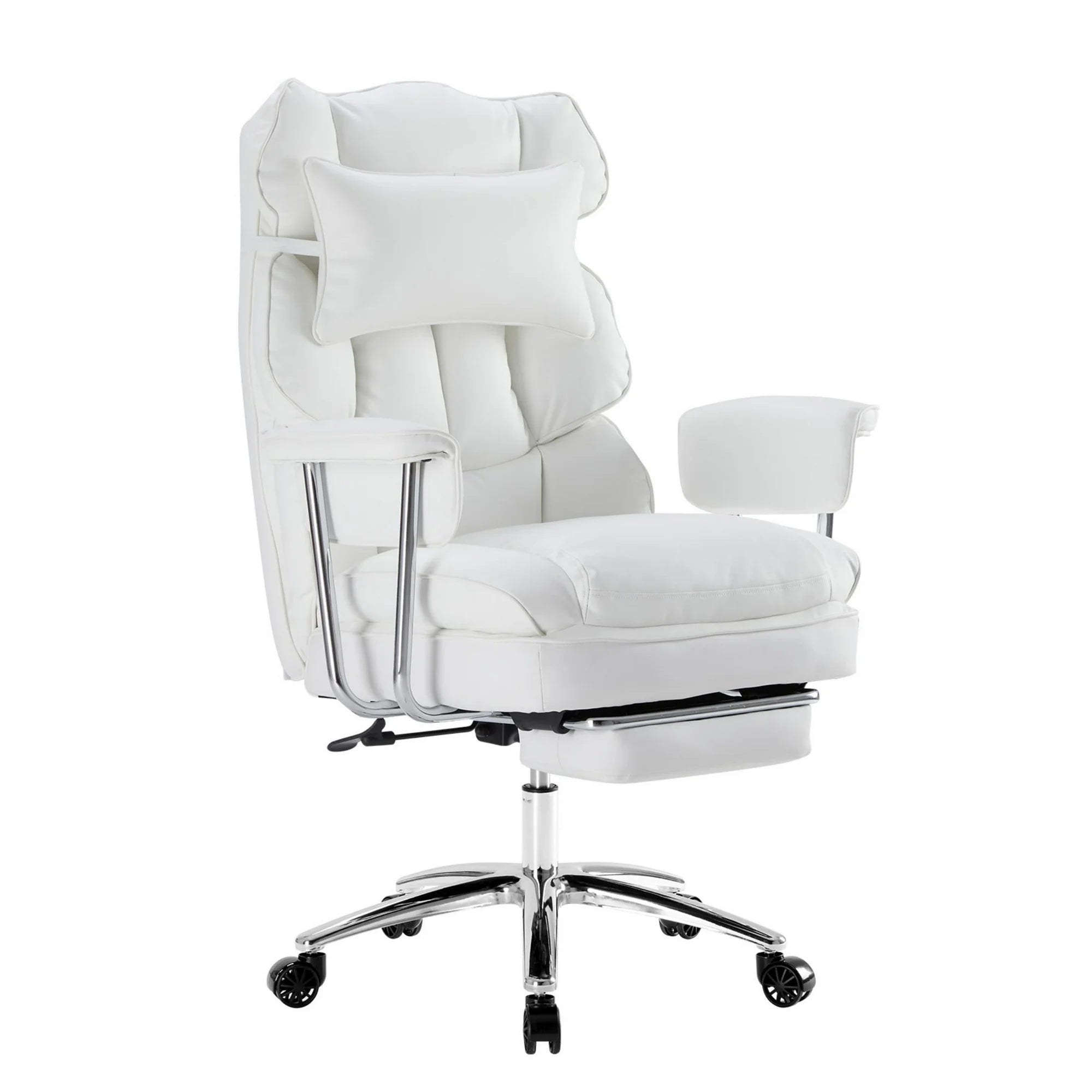 edx Executive Home Office Desk Chair, Ergonomic Big Tall High Back with Footrest & Lumbar Support, Reclining Comfy PU Leather Computer Gaming Chair with Swivel Wheels, Height Adjustable