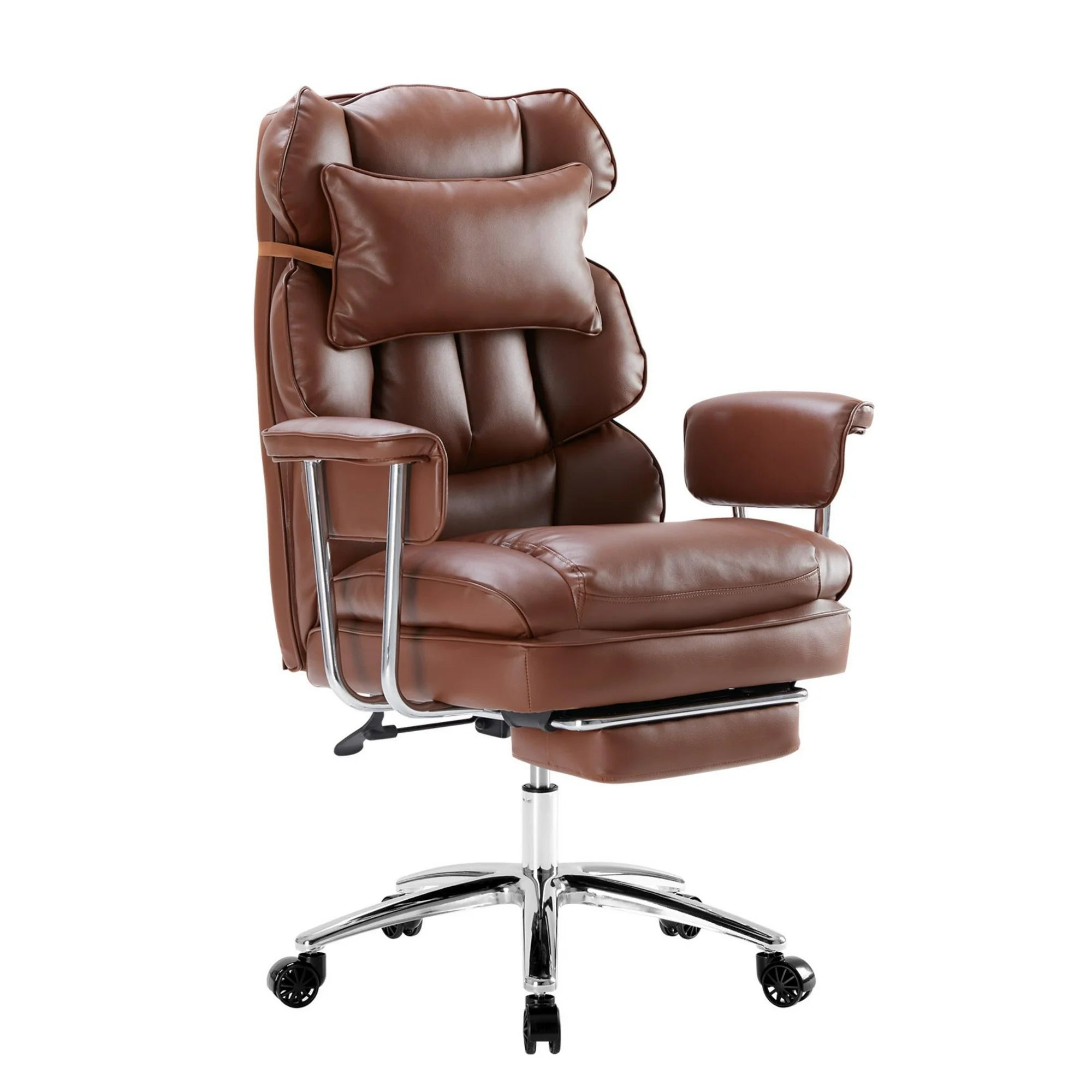edx Executive Home Office Desk Chair, Ergonomic Big Tall High Back with Footrest & Lumbar Support, Reclining Comfy PU Leather Computer Gaming Chair with Swivel Wheels, Height Adjustable