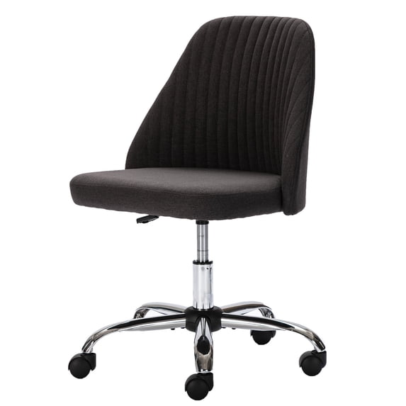 edx Vanity Chair, Armless Desk Chair with Wheels, Adjustable Swivel Fabric Makeup Chair, Comfortable Home Office Task Computer Chair